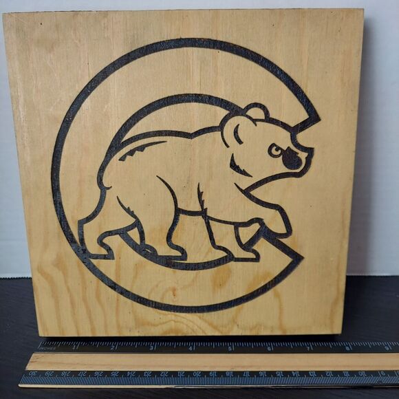 Chicago Cubs Wooden Sign MLB Cubbie Bar ManCave Sports Room 7.75" x 7.75" - Picture 2 of 7